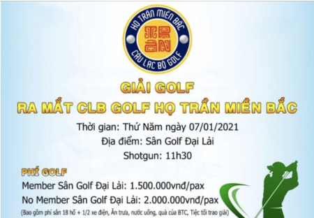 Giải golf Ra mắt CLB golf họ Trần miền Bắc chuẩn bị khởi tranh